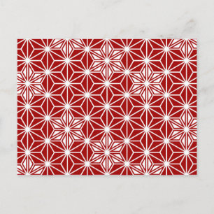 Cartão Postal Padrão Asanoha japonês - vermelho escuro