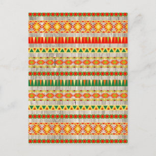 Cartão Postal Padrão asteca moderno sobre madeira