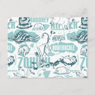 Cartão Postal Padrão Azul de Bestas Fantásticas