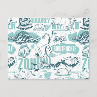 Cartão Postal Padrão Azul de Bestas Fantásticas