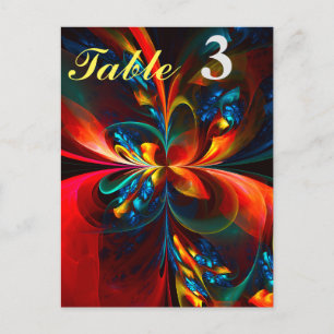 Cartão Postal Padrão Azul Laranja-Abstrato Floral Moderno #14