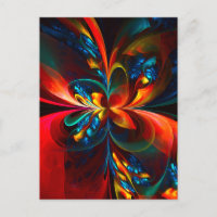 Padrão Azul Laranja-Abstrato Floral Moderno #14