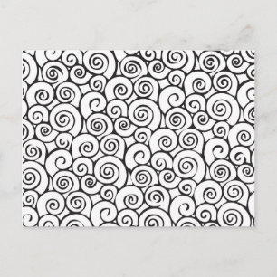 Cartão Postal Padrão brilhante Abstrato preto e branco moderno