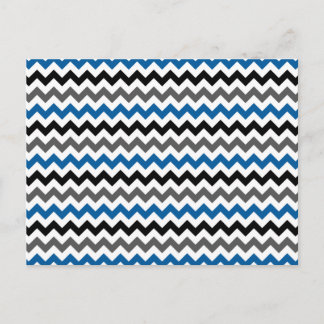 Cartão Postal Padrão Chevron Fundo Cinza Azul Preto Branco