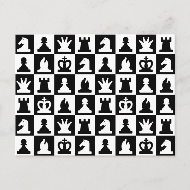 Cartão Postal Padrão clássico de tabuleiro preto e branco (Frente)