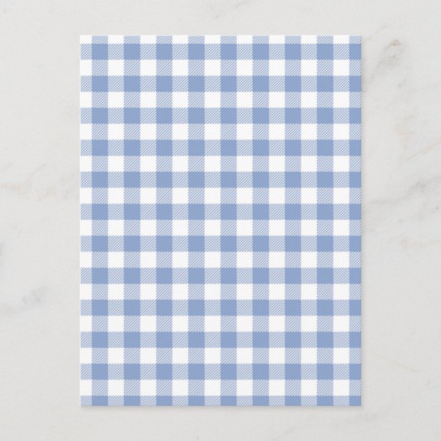 Cartão Postal Padrão clássico Gingham azul verificado (Frente)