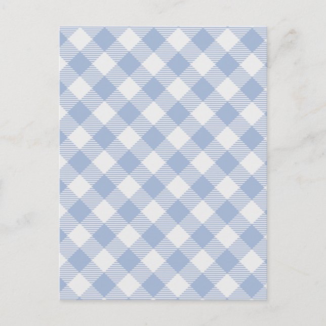 Cartão Postal Padrão clássico Gingham azul verificado (Frente)