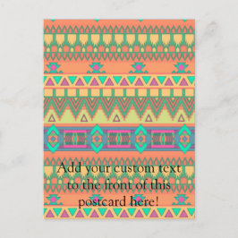 Cartão Postal Padrão Colorido de Chevron Zig Tribal Aztec Ikat