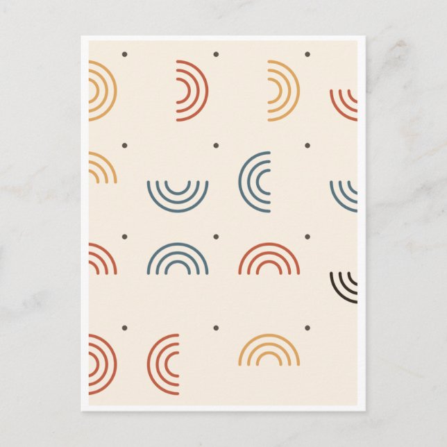 Cartão Postal Padrão contínuo de Arcos Arco-íris Boho (Frente)
