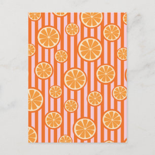 Cartão Postal Padrão contínuo de fatias de laranja cítrica retrô