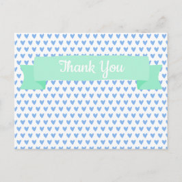 Cartão Postal Padrão Coraçãozinho Azul Fofo | Agradecimento para