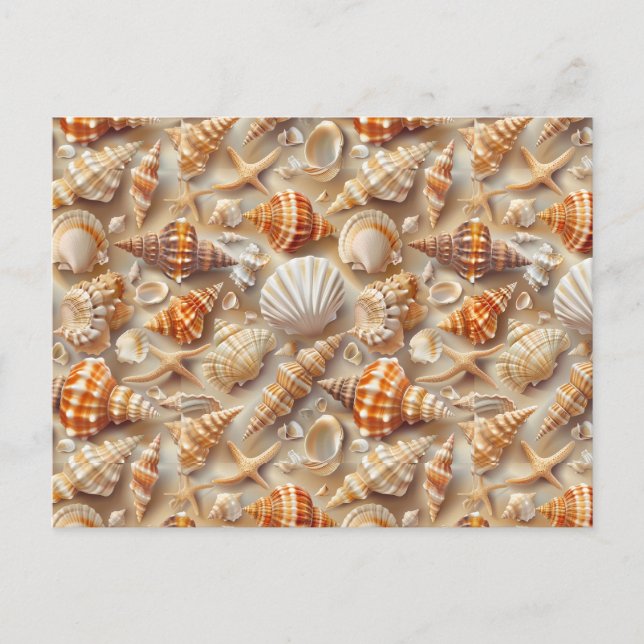 Cartão Postal Padrão Costeira Elegance Seashell (Frente)