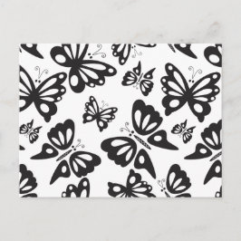 Cartão Postal Padrão da borboleta - Preto e Branco
