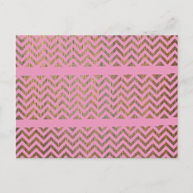 Cartão Postal Padrão da Madeira Rosa Girly Chevron Zigzag Andes (Frente)