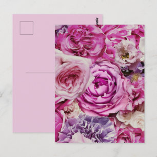 Cartão Postal Padrão das flores de Rosa de Lavanda de de branca