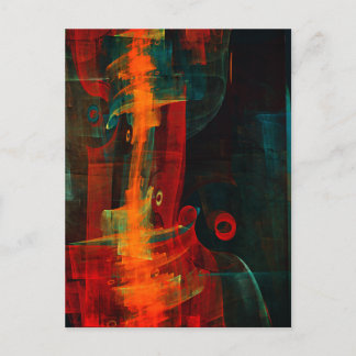 Cartão Postal Padrão de Abstrato de Arte Moderno Vermelho Azul-L