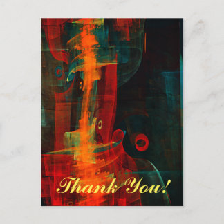 Cartão Postal Padrão de Abstrato de Arte Moderno Vermelho Azul-L