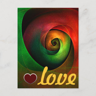 Cartão Postal Padrão de Abstrato de Arte Vermelha Verde Floral M