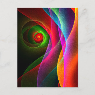 Cartão Postal Padrão de Abstrato de Arte Vermelho Verde Laranja 