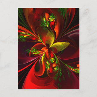 Cartão Postal Padrão de Abstrato Floral Verde Moderno #05