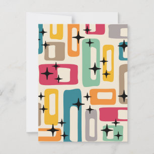 Cartão Postal Padrão de Abstrato Moderno do Meio século Retroati