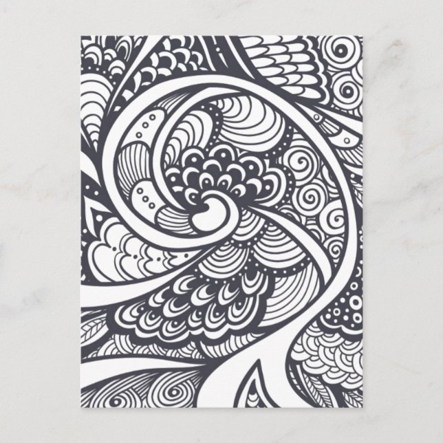 Cartão Postal Padrão De abstrato No Estilo De Zen-Doodle (Frente)