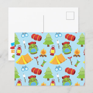 Cartão Postal Padrão de acampamento de verão bonito