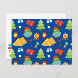 Cartão Postal Padrão de acampamento de verão bonito