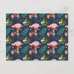 Cartão Postal Padrão de animais aquáticos vida submarina do oc