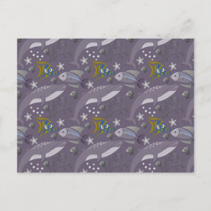 Cartão Postal Padrão de animais aquáticos vida submarina do oc