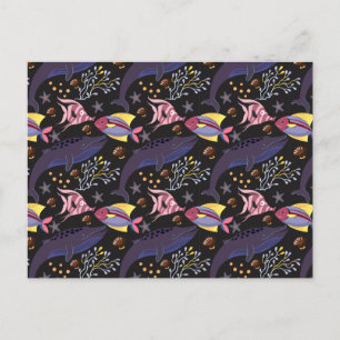 Cartão Postal Padrão de animais aquáticos   vida submarina do oc