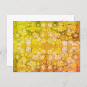 Cartão Postal Padrão de Aquarela de Abstrato Floral Retroativa S