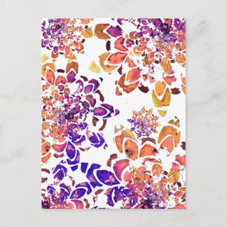 Cartão Postal Padrão de Aquarela de Mandala abstrato Purple
