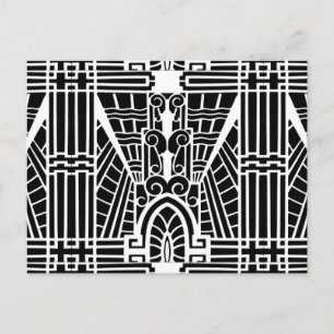 Cartão Postal Padrão de arquitetura deco, preto e branco
