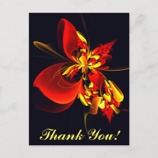 Cartão Postal Padrão de Arte Abstrata Floral Amarelo Vermelho Mo