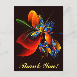 Cartão Postal Padrão de Arte Abstrata Moderna Floral Laranja Azu