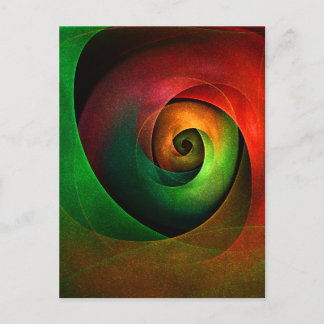 Cartão Postal Padrão de Arte Abstrata Moderna Floral Vermelha e