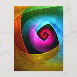 Cartão Postal Padrão de Arte Abstrata Moderna Laranja Azul Rosa 