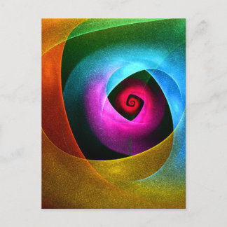 Cartão Postal Padrão de Arte Abstrata Moderna Laranja Azul Rosa