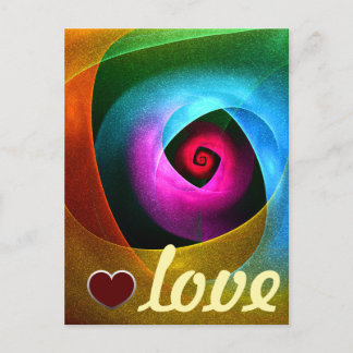 Cartão Postal Padrão de Arte Abstrata Moderna Laranja Azul Rosa
