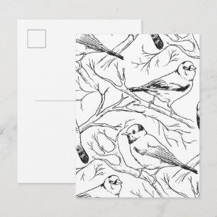Cartão Postal Padrão de Arte de Linha de Aves Norte-Americanas M