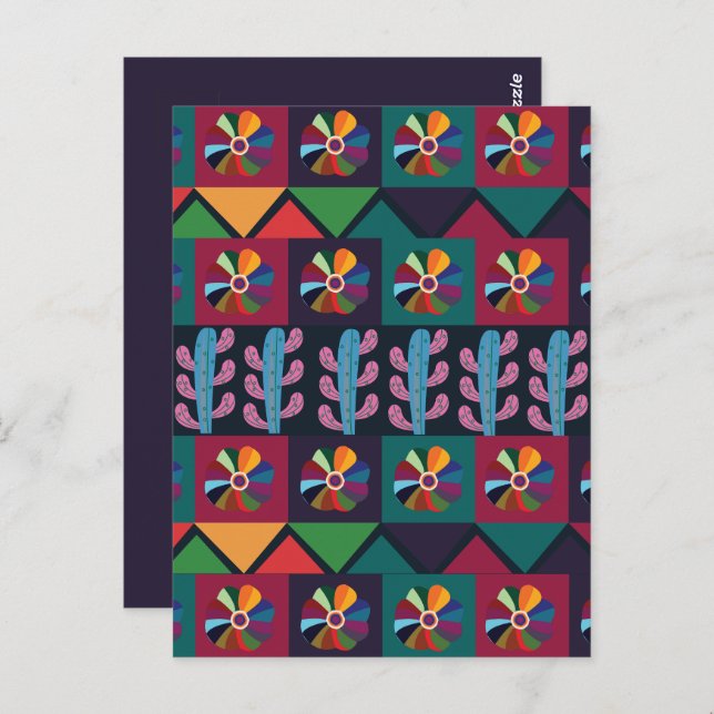 Cartão Postal Padrão de Arte Mexicano do Cinco De Mayo (Frente/Verso)