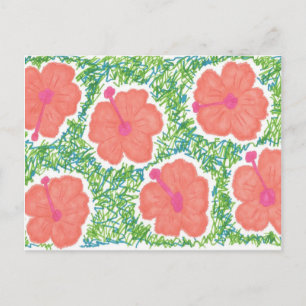 Cartão Postal Padrão de Arte Pop do Hibiscus