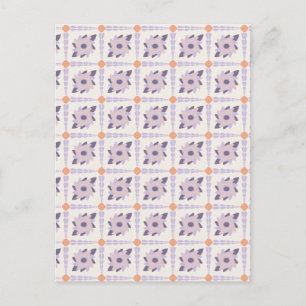 Cartão Postal Padrão de Azulejo Decorativo Pastel Roxo