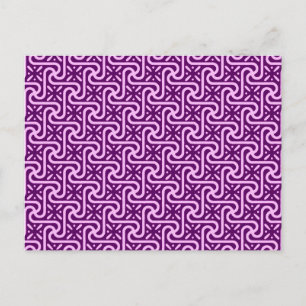 Cartão Postal Padrão de azulejo egípcio, ametista e orquídea