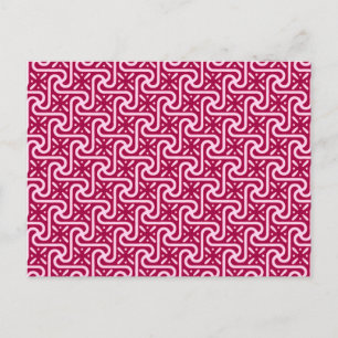 Cartão Postal Padrão de azulejo egípcio, burgundy e rosa