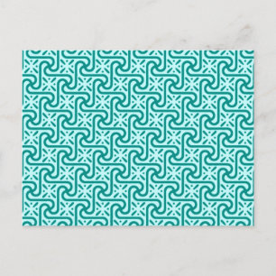 Cartão Postal padrão de azulejo egípcio, turquesa e aqua