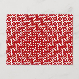 Cartão Postal Padrão de azulejo egípcio, vermelho escuro e branc