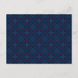 Cartão Postal Padrão de Azulejo Floral Decorativo