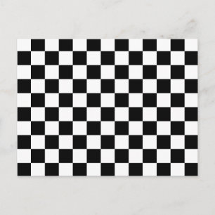 Cartão Postal Padrão de Bandeira Xadrez Preto e Branco Legal